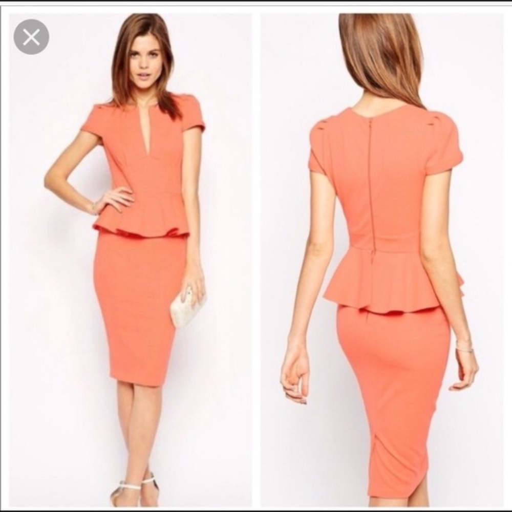 ASOS Peplum Cap Sleeve Dress